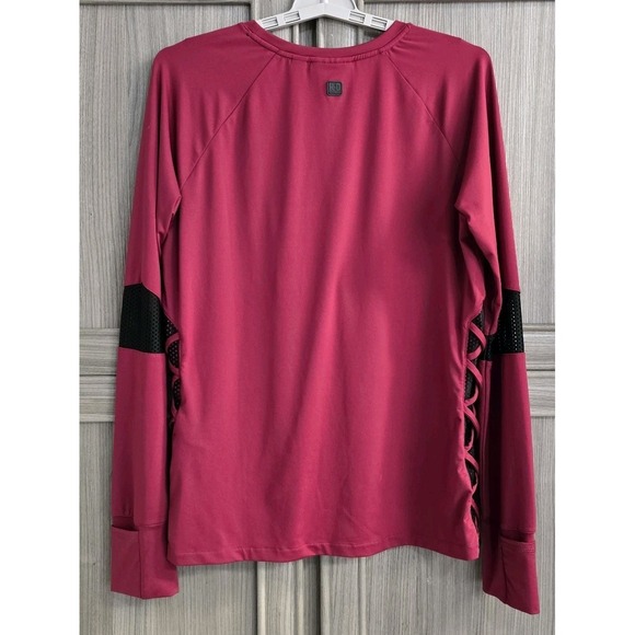 Harley Davidson Womens Performance/Activewear Long Sleeve XL Top Maroon Black - Picture 2 of 16